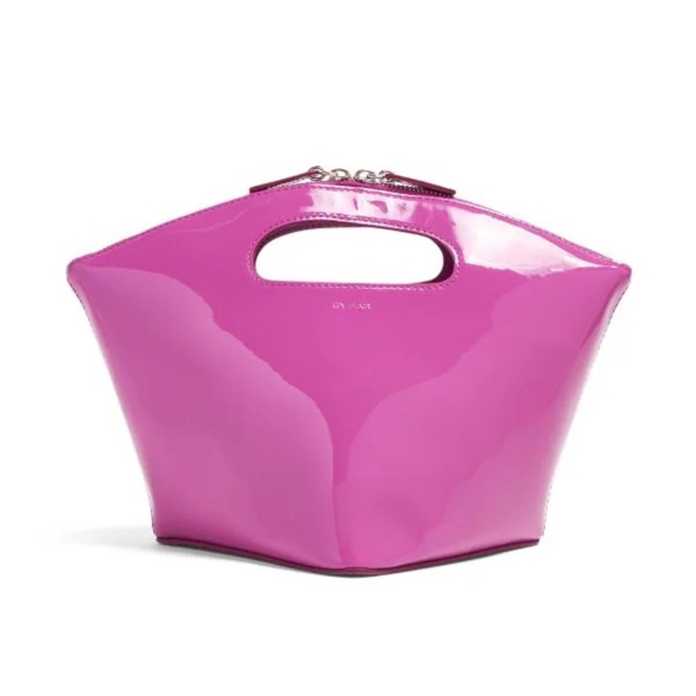 BY FAR Glossy Hot Pink Top-Handle Bag